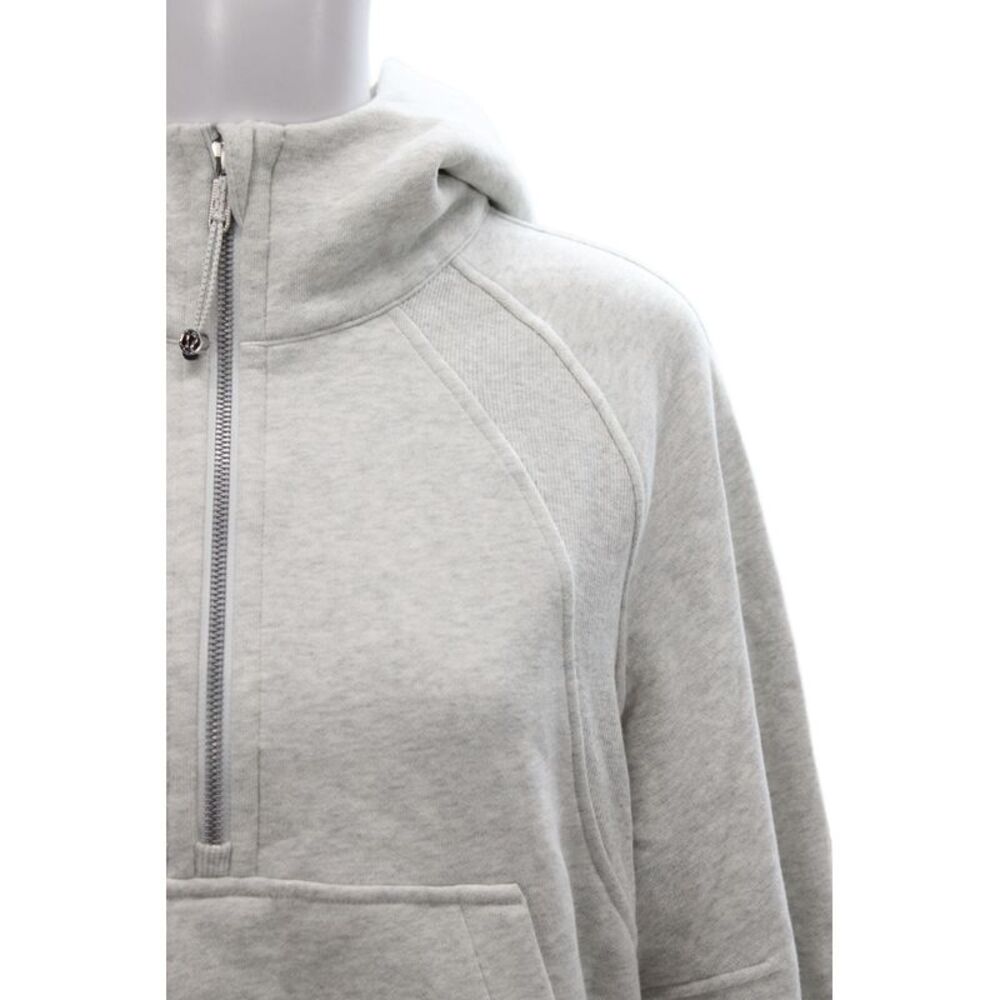 Lululemon Women Pullover Hoodie Gray High Neck Zip Cotton Long Sleeve Size S - Picture 2 of 5